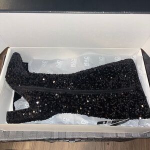 Black Sequin Ankle Boots
